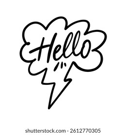 A playful speech bubble design featuring Hello, perfect for greetings and social media interactions