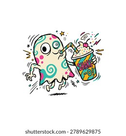 Playful spooky ghost illustration