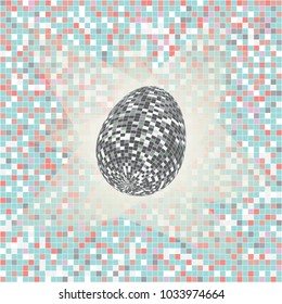 Playful, Squared Happy Easter Card With a Disco Ball Egg and Light Strobes.