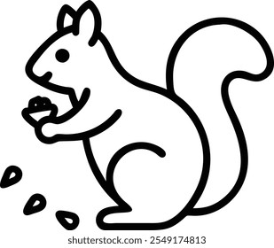 Playful Squirrel Eating Acorns and Seeds Vector Illustration Perfect for Kids.