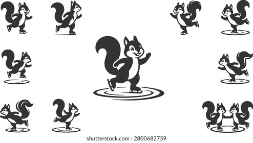 Playful squirrel silhouettes ice