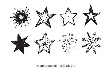 Playful Star Drawings in Vector Format