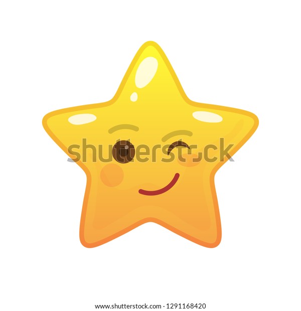 Playful Star Shaped Comic Emoticon Winking Stock Vector (Royalty Free ...