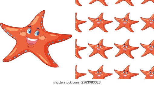 Playful starfish illustration with a joyful expression