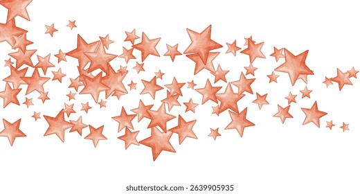 Playful  stars in vibrant orange hues scattered on a crisp white background. A dynamic and cheerful design perfect for festive projects, decorations, and creative artwork.