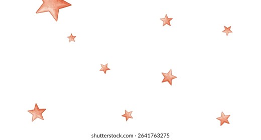 Playful  stars in vibrant orange hues scattered on a crisp white background. A dynamic and cheerful design perfect for festive projects, decorations, and creative artwork.