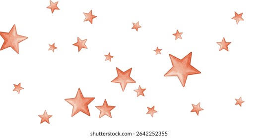 Playful  stars in vibrant orange hues scattered on a crisp white background. A dynamic and cheerful design perfect for festive projects, decorations, and creative artwork.