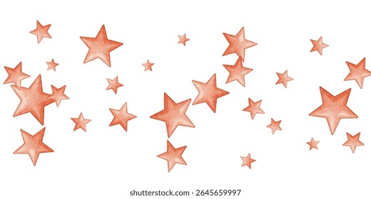 Playful  stars in vibrant orange hues scattered on a crisp white background. A dynamic and cheerful design perfect for festive projects, decorations, and creative artwork.