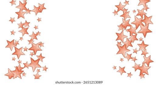 Playful  stars in vibrant orange hues scattered on a crisp white background. A dynamic and cheerful design perfect for festive projects, decorations, and creative artwork.