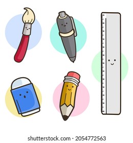 playful stationary vector set, stationary vector stock