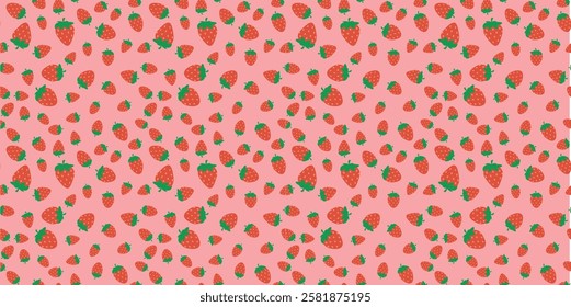 Playful Strawberry Seamless Pattern on Pink Background