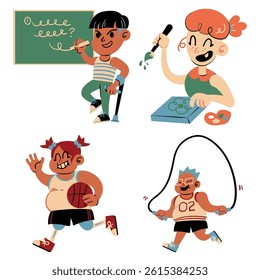 Playful Study and Learning Concept for Children in Freeform Cartoon Kid Style