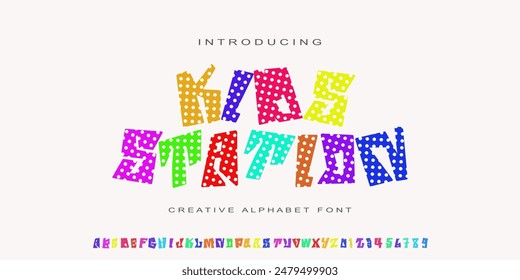 playful style childish font, creative alphabet ,design for clothes, brand,letters and numbers , 
vector illustration
