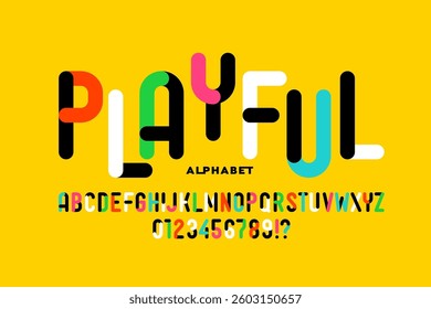 Playful style font, alphabet letters and numbers vector illustration
