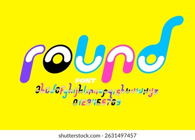 Playful style font, alphabet letters and numbers vector illustration