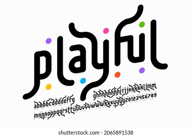 Playful style font design, alphabet letters and numbers vector illustration