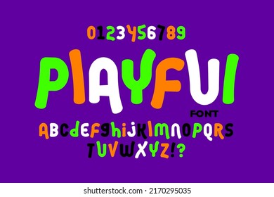 Playful style font design, alphabet letters and numbers vector illustration