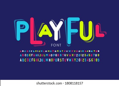 Playful style font design, childish letters and numbers vector illustration