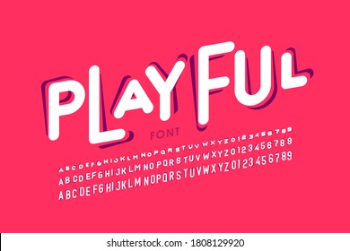 Playful style font design, childish letters and numbers vector illustration