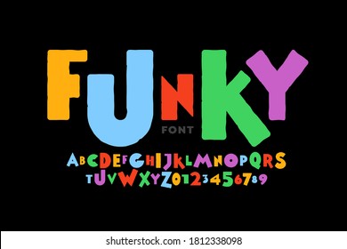 Playful style font design, childish alphabet letters and numbers vector illustration - Shutterstock ID 1812338098
