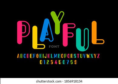 Playful style font design, childish alphabet letters and numbers vector illustration