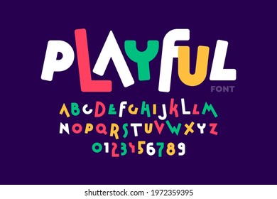 Playful style font design, colorful childish alphabet, letters and numbers vector illustration - Shutterstock ID 1972359395