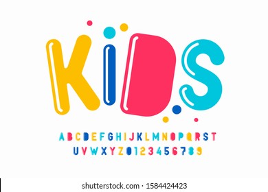 Playful Style Font Design, Kids Alphabet, Letters And Numbers Vector Illustration