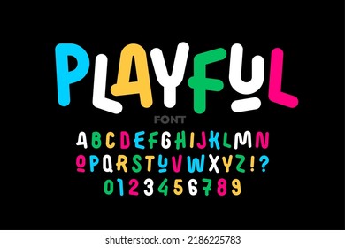 Playful style letters font design, alphabet and numbers vector illustration