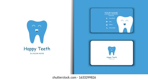 Playful style logo. Dentistry vector logo design set with business card