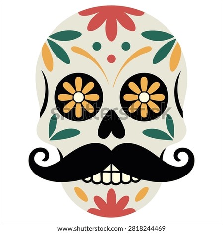 Playful Playful Sugar Skull Human Bald Head with a Painted