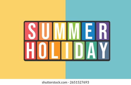 Playful Summer Holiday Typography Illustration – Vibrant Split Background Design