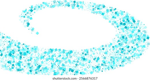 Playful summer party sparkling blue confetti scattered vector design. Popping cubes. Decorative turquoise stardust texture vector background.