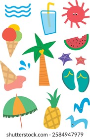 Playful summer swimming hand-drawn illustrations