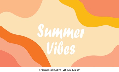 Fundo de vibrações de verão brincalhão em cores quentes com design ondulado abstrato e tipografia