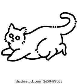Playful tabby cat simple line art outline illustration 