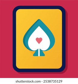 A playful take on a classic playing card, featuring a spade with a heart inside. This graphic is perfect for adding a touch of whimsy to your designs, or for use in projects related to games, love.