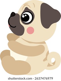 Playful Tan Pug Puppy with Big Eyes
