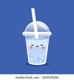 Playful Tapioca Beverage: Explore the playfulness of this vector illustration featuring bubble tea with tapioca pearls and eyes. Perfect for infusing a cute and whimsical vibe into your designs.