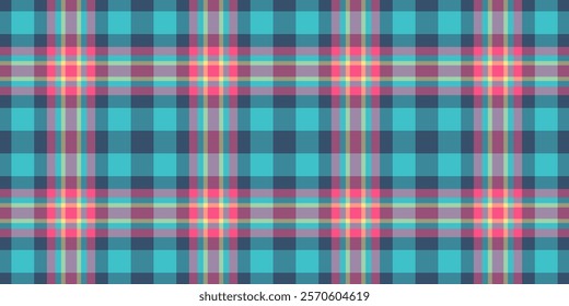 Playful tartan design featuring bright stripes and grid details, capturing a fresh, youthful vibe perfect for summer apparel or colorful textile creations.