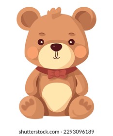 Playful teddy bear toy over white