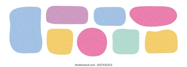 Playful text box collection with paper texture. Hand Drawn doodle rectangle frame for label, planners, digital scrapbooking, crafts, text highlight, message quote frames, speech bubble
