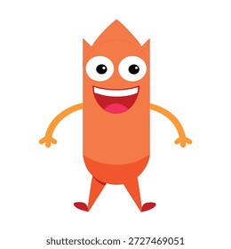 Juguetón personaje de lápiz tridimensional con ojos grandes y sonrisa amistosa sobre fondo blanco