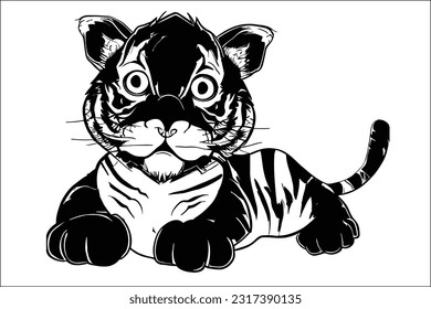 Playful Tiger Cub - Adorable tiger cub illustration in EPS format. Perfect for capturing the innocence, curiosity, and charm of baby tigers in designs, logos, and branding