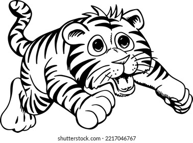 Playful Tiger Cub Vector Cartoon