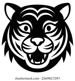 Playful Tiger Face Silhouette for Kids' Art