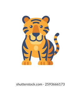 A playful tiger icon ideal for kids' themes and illustrations.