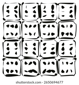Playful tile icon. Abstract square pattern. Doodle block Vector. Whimsical grid design.