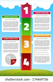 Playful Timeline Infographics Template with clouds and earth