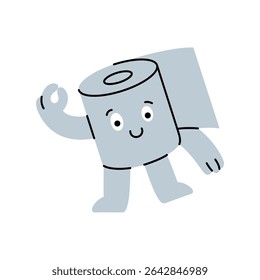 A playful toilet paper character making an OK gesture. Funny, expressive. Vector illustration.