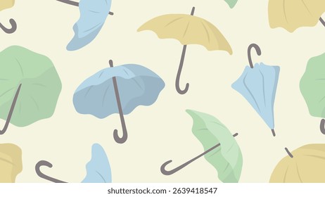 Playful Umbrella Seamless Pattern – Pastel Colors for Rainy Season Design